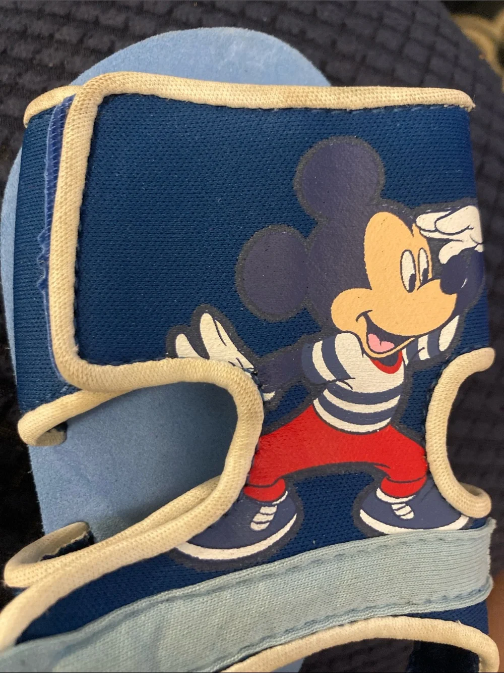 5/$15 USED Disney Blue Mickey & Donald Duck Kids Sandals 12-18 Months